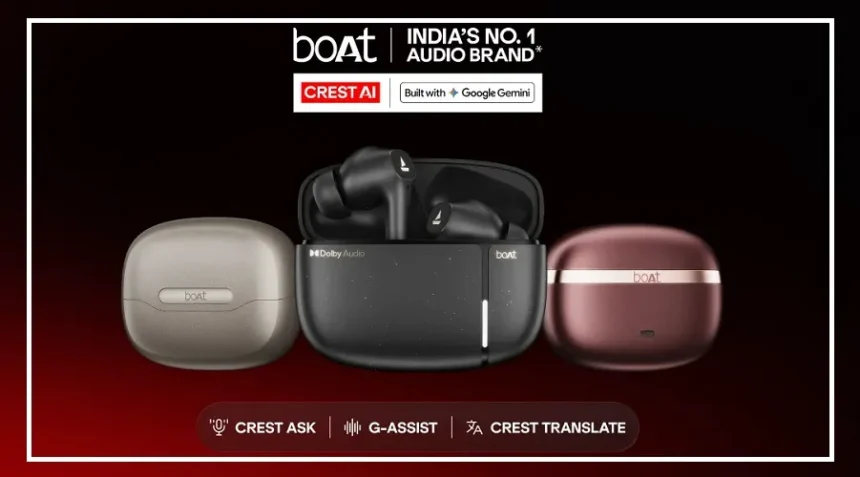 boAt CREST AI earbuds with AI-powered voice assistant features