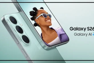 Samsung Galaxy S26 FE smartphone with its AMOLED display and triple camera