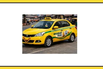 Bharat Taxi launch in UP with drivers and officials at the launch event