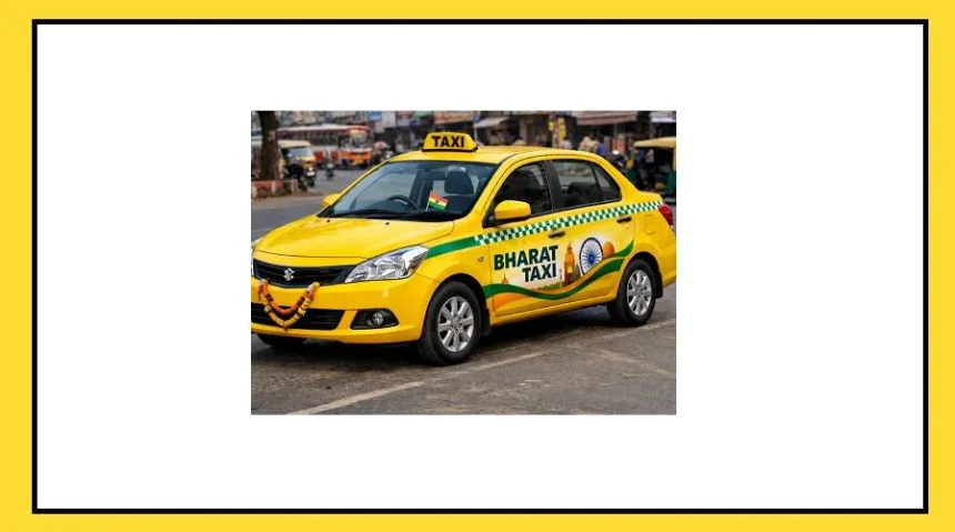 Bharat Taxi launch in UP with drivers and officials at the launch event