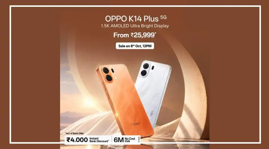 OPPO K14 Plus 5G smartphone with 144Hz AMOLED display and 8,000mAh battery