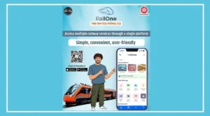 Passenger using the RailOne app to book a railway season ticket