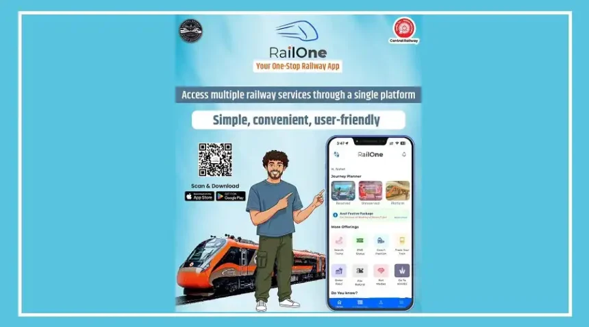 Passenger using the RailOne app to book a railway season ticket