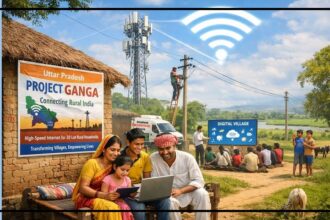 GangaFiber broadband service offering high-speed internet with TV and OTT access in Uttar Pradesh