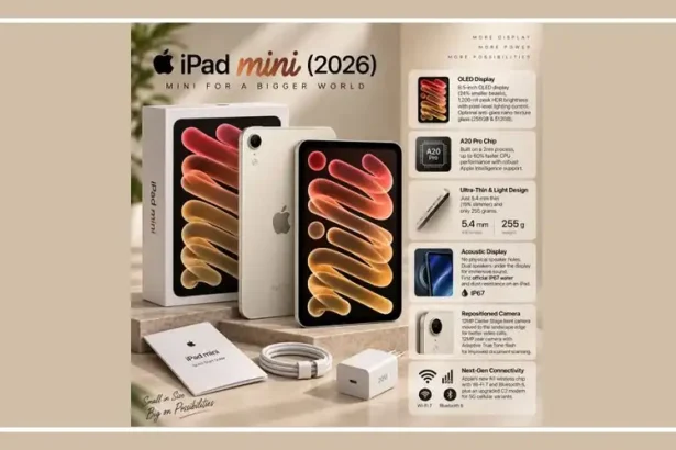 Apple iPad mini 2026 featuring an 8.5-inch OLED display and A20 Pro chip