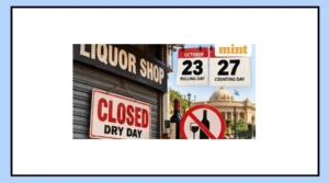 Closed liquor shop shutter during election-related dry days in Uttar Pradesh