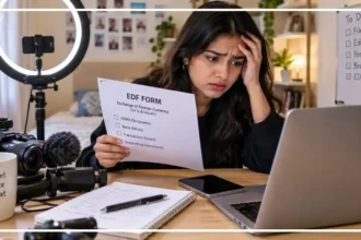Freelancer reviewing EDF form requirements for overseas service payments
